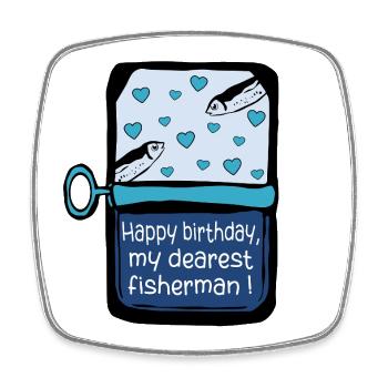 Sardines pêcheurs d’anniversaire - Magnet carré - blanc - Devant