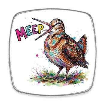Dessin de bandes dessinées Woodcock Meep Bird Bird coloré - Magnet carré - blanc - Devant