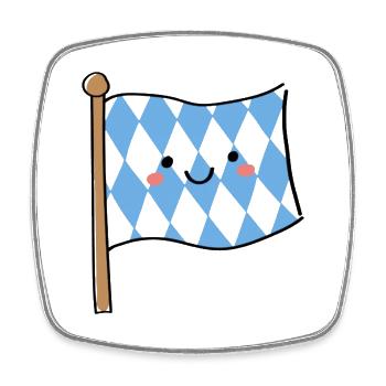 Drapeau Bavière mignon Kawaii - Magnet carré - blanc - Devant