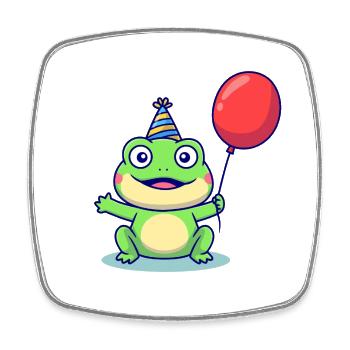 Grenouille de fête avec ballon - Magnet carré - blanc - Devant