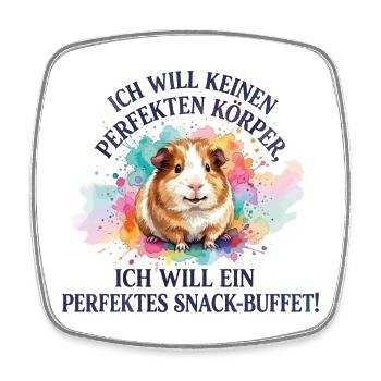 Meerschweinchen Snack-Buffet Lustiges Nagetier - Viereckiger Kühlschrankmagnet - Weiß - Vorne