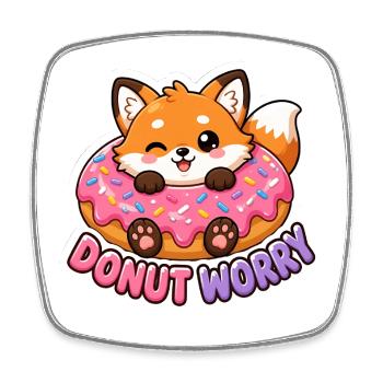 Mignon T-shirt Wigaii Fox Donut Worry - Magnet carré - blanc - Devant
