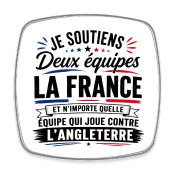 Je Soutiens Deux équipes la France - Magnet carré - blanc - Devant
