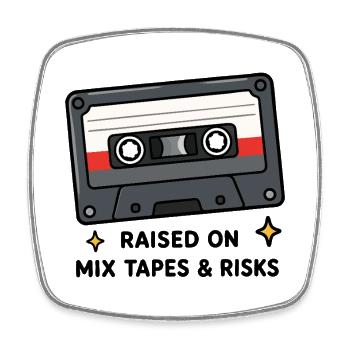 Cassette rétro Cassette Musi vintage années 80 et 90 - Magnet carré - blanc - Devant