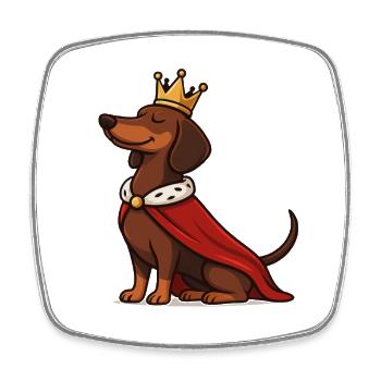 Proud Dachshund with Crown – Royal Dog - Square fridge magnet - white - Front