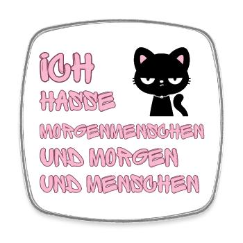 ICH HASSE MORGENMENSCHEN UND MORGEN UND MENSCHEN - Viereckiger Kühlschrankmagnet - Weiß - Vorne