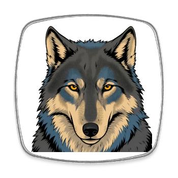 Azure Moon Wolf Portrait - Square fridge magnet - white - Front