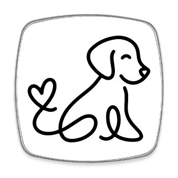 Un chien mignon avec un cœur à la queue - Magnet carré - blanc - Devant