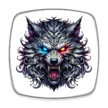 Loup Néon à Deux Yeux - Magnet carré - blanc - Devant