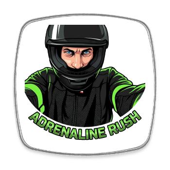 Biker Adrenaline Rush Helmet - Square fridge magnet - white - Front