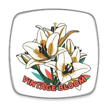 Lilies Vintage Bloom Flowers Rétro - Magnet carré - blanc - Devant