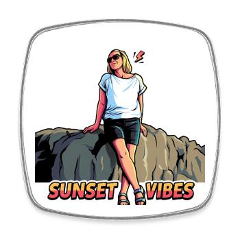 Ambiances de coucher de soleil Pop Art des Fêtes Graphismes - Magnet carré - blanc - Devant