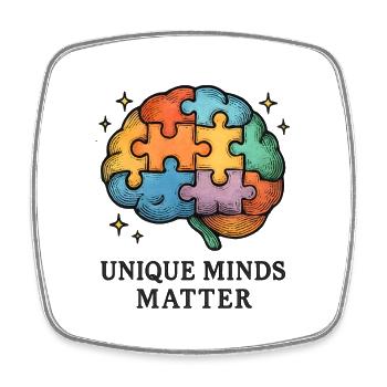 Colorful Puzzle Brain: Unique Minds - Square fridge magnet - white - Front