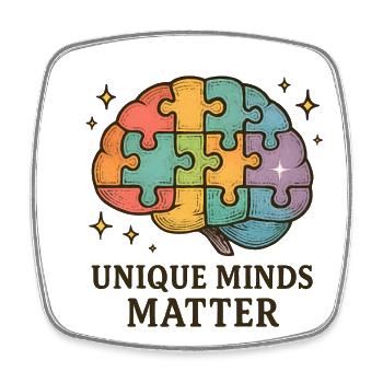 Puzzle Brain-Intelligent Coloré : Esprits Uniques - Magnet carré - blanc - Devant