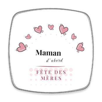FÊTE DES MÈRES. BONNE FÊTE MAMAN. MAMAN. FÊTE - Magnet carré - blanc - Devant