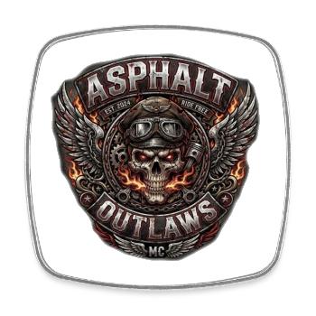 Patch de crâne des Outlaws en asphalte - Magnet carré - blanc - Devant