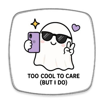 Gen Z trop cool pour s’en soucier, selfie fantôme de Kawaii drôle S - Magnet carré - blanc - Devant