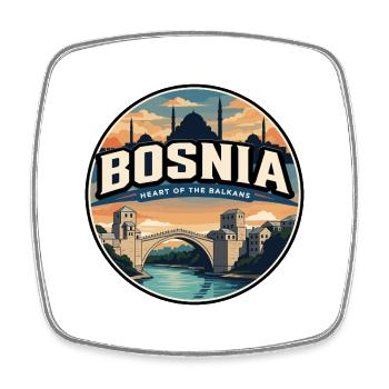 Insigne Retro Bosnia Mostar Stari Most - Magnet carré - blanc - Devant