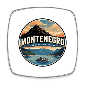 Retro Montenegro Bay of Kotor Badge - Square fridge magnet - white - Front