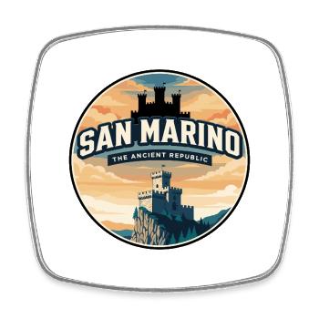 Insigne rétro du château de San Marino Guaita - Magnet carré - blanc - Devant