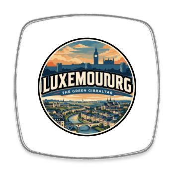 Retro Luxembourg Grund Valley Badge - Square fridge magnet - white - Front