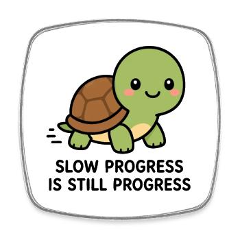 La progression lente reste du progrès mignonne tortue de Kawaii - Magnet carré - blanc - Devant