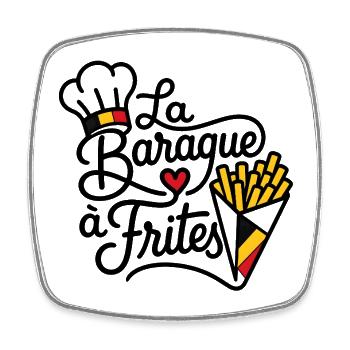 La Baraque à Frites — Design Belge - Magnet carré - blanc - Devant