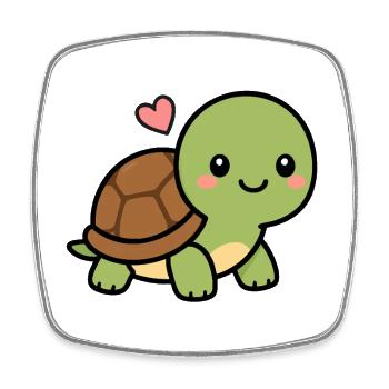 Mignonne tortue kawaïenne avec un cœur adorable d’amour animal - Magnet carré - blanc - Devant