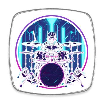Drummer Steampunk - Square fridge magnet - white - Front