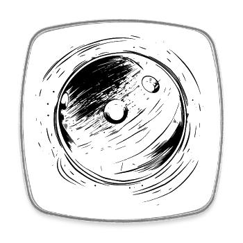 Bowling Ball Line Art - Square fridge magnet - white - Front