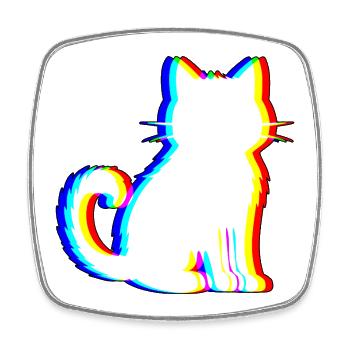 EDM Cat - musique électronique de danse - Magnet carré - blanc - Devant