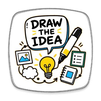 DRAW THE IDEA - Square fridge magnet - white - Front