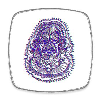 Œil de Dragon Mandala Néon - Magnet carré - blanc - Devant