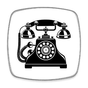 Vintage telephone - Square fridge magnet - white - Front