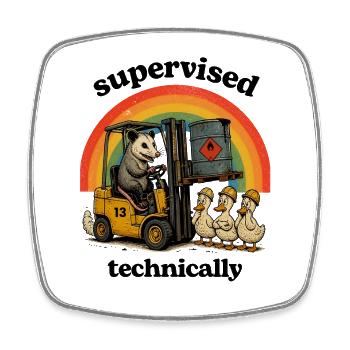 Bear Forklift Rainbow Ducks - Square fridge magnet - white - Front