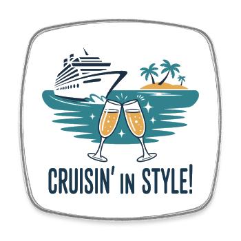 Cruisin’ in Style – Luxury Cruise Holiday - Square fridge magnet - white - Front