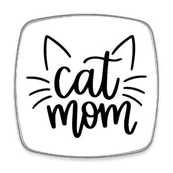 Cat Mom Cat Motif with Whiskers - Square fridge magnet - white - Front