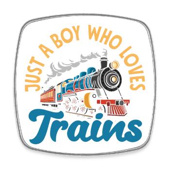 Who Tooted Funny Train Locomotive Humor - Square fridge magnet - white - Front