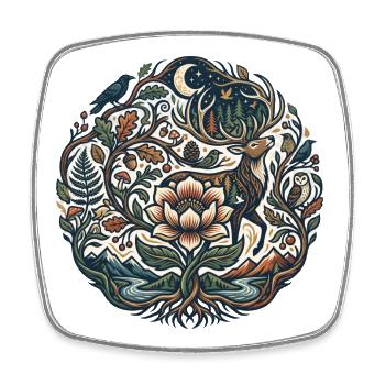Sentier des Fleurs de la Forêt Lunaire - Magnet carré - blanc - Devant