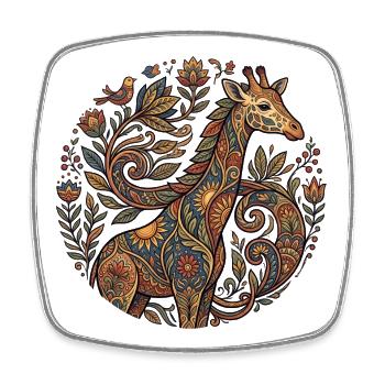 Ornamental giraffe with flower pattern - Square fridge magnet - white - Front