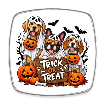 Halloween Dogs Trick or Treat - Square fridge magnet - white - Front