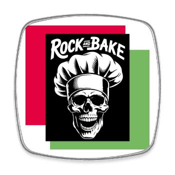 Rock Bake Skull Cook Motif - Square fridge magnet - white - Front