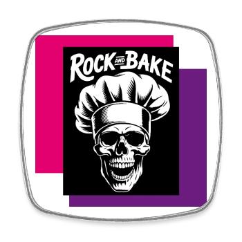 Rock and Bake Skull Chef - Square fridge magnet - white - Front
