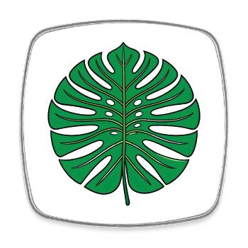 Green Monstera Leaf – Tropical Botanical Look - Square fridge magnet - white - Front