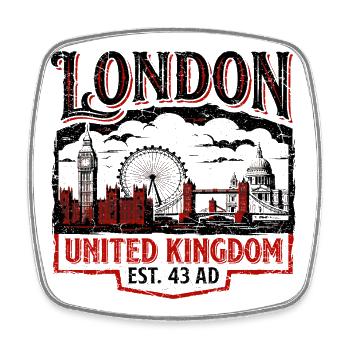 London United Kingdom Est 43 AD - Square fridge magnet - white - Front