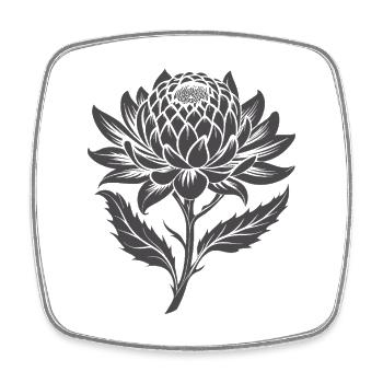 Waratah Australian Flower - Square fridge magnet - white - Front