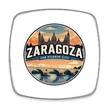Retro Zaragoza Basílica del Pilar Badge - Square fridge magnet - white - Front