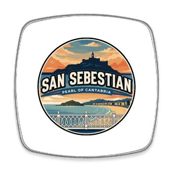 Retro San Sebastian La Concha Badge - Square fridge magnet - white - Front