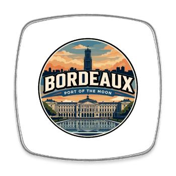 Retro Bordeaux Place de la Bourse Badge - Square fridge magnet - white - Front