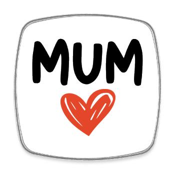 Hand‑Drawn Heart – Love You Mum - Square fridge magnet - white - Front